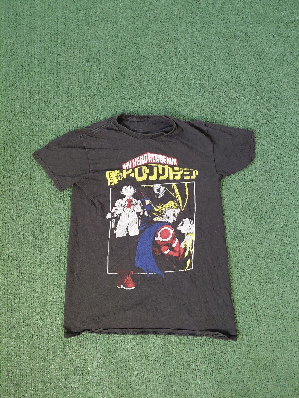 My Hero Academia Izuku and All Might Anime Cartoon Black T Shirt Sz Small
